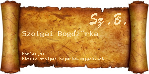Szolgai Bogárka névjegykártya